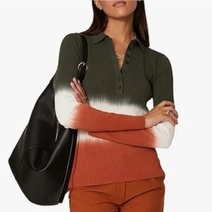 Derek Lam 10 Crosby Lisel Rib Knit Polo Size M